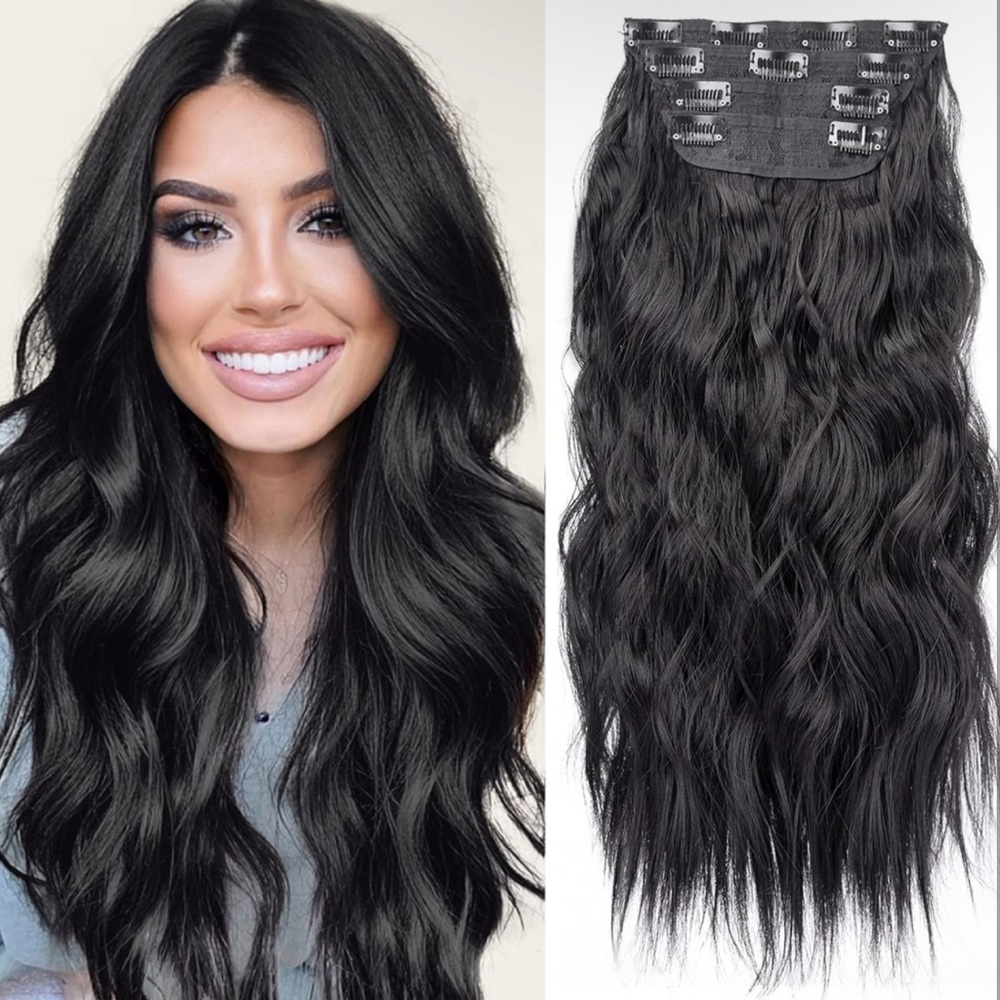 Black 20 inch hair extensions wavy